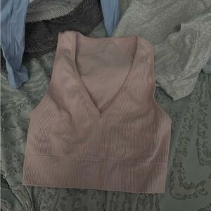 Garage Light Pink Ribbed V-Neck Tank Top